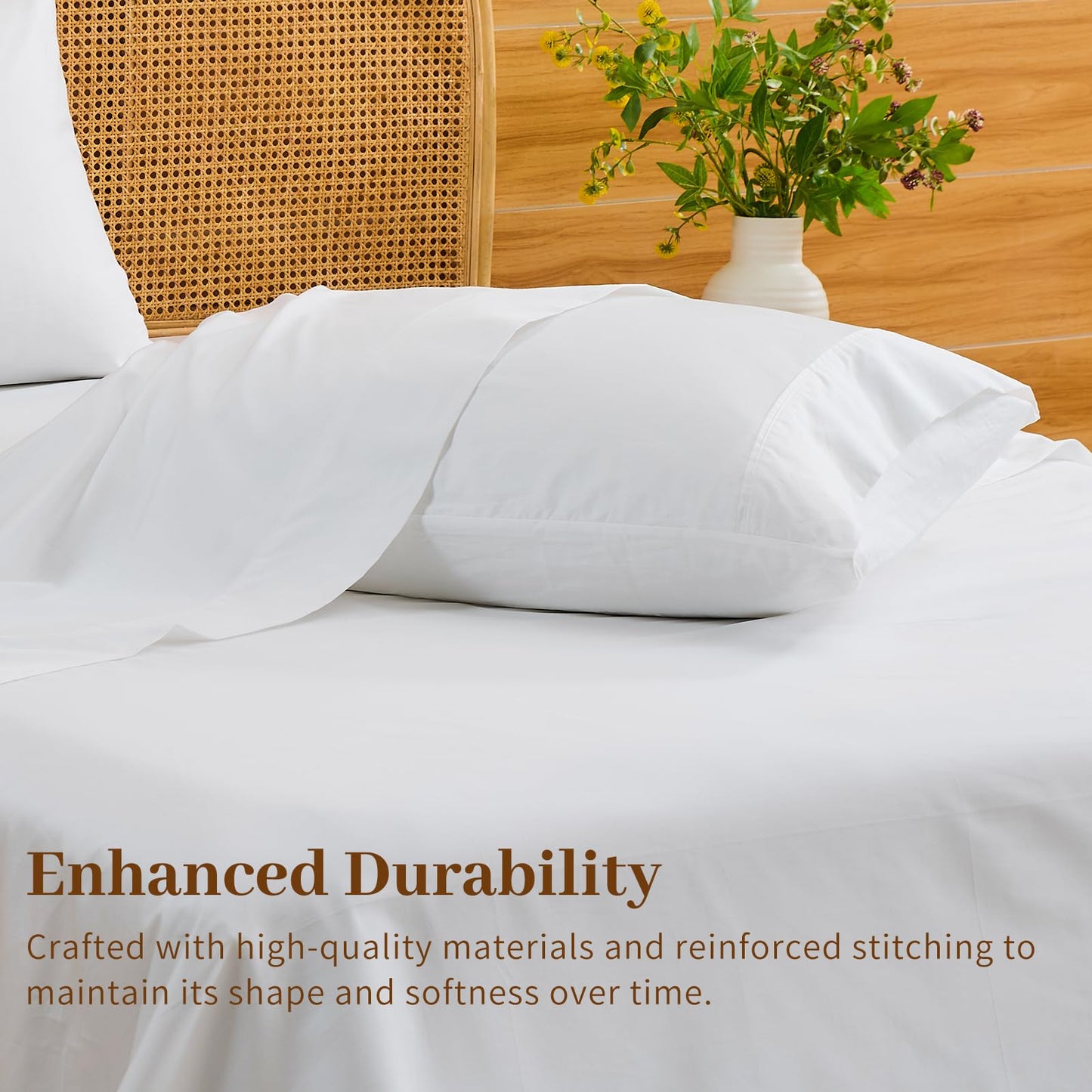 Bedlifes Egyptian Cotton Sheets 1000 Thread Count Queen Size, 4-Piece 16" Deep Pocket - Cooling & Breathable Ultra Soft Bedding for Hotel Comfort (White)