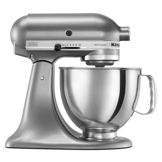 KitchenAid Artisan Series 5 Quart Tilt Head Stand Mixer with Pouring Shield KSM150PS, Contour Silver, Zinc