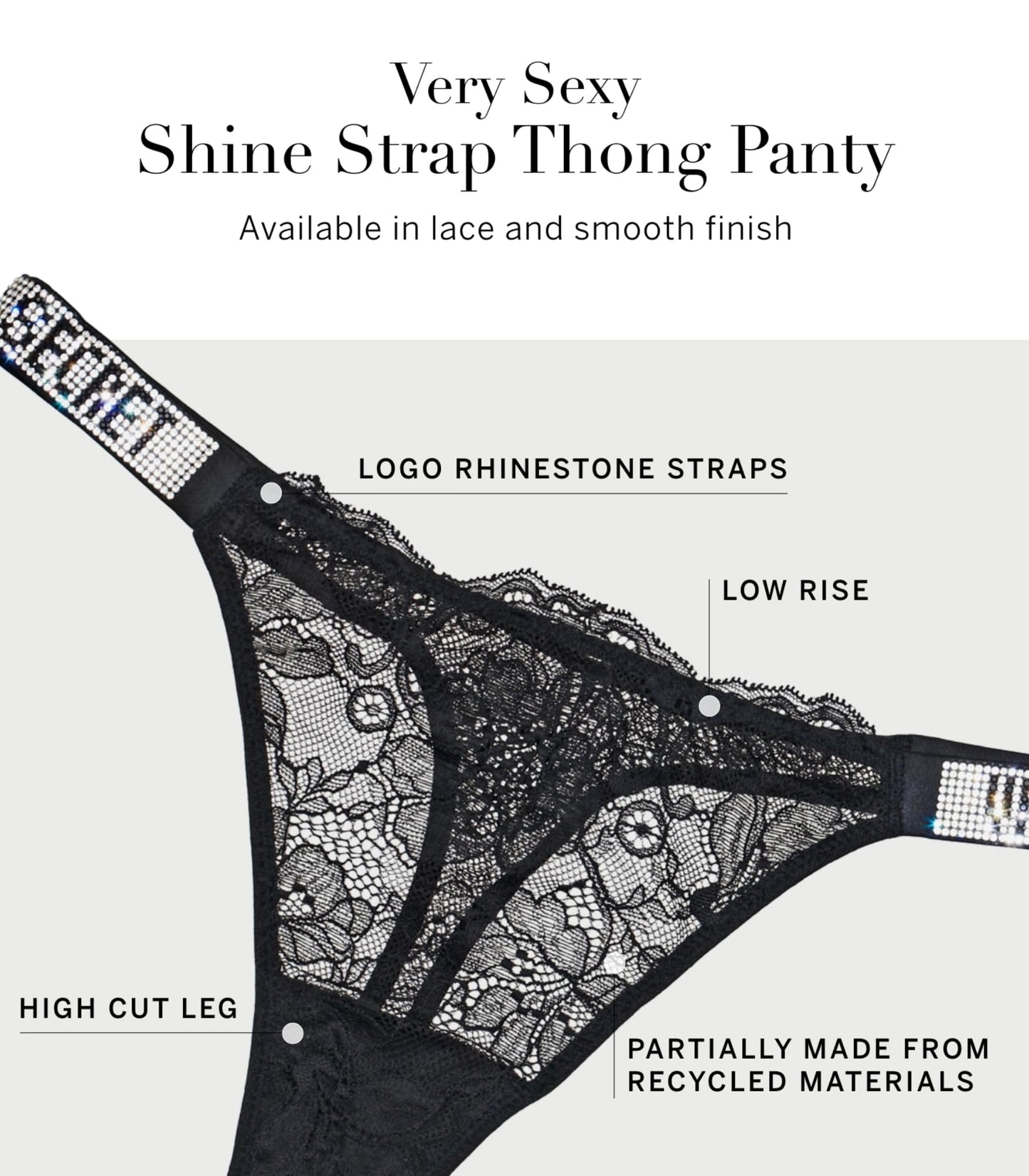 Victoria's Secret Very Sexy Lace Thong Women's Underwear, Panties for Women, Lipstick Red Smooth Monogram, M