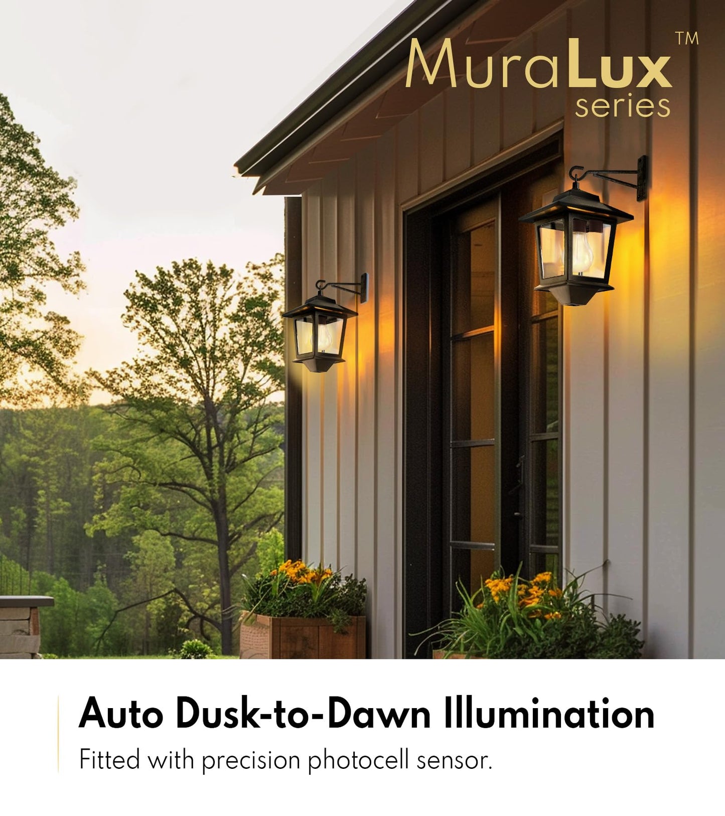 PASAMIC 2 Pack Solar Wall Lanterns,Outdoor Hanging Lights with 4 Solar Panels,Dusk to Dawn Led Outdoor Wall Sconce, Anti-Rust Waterproof Lanterns with Hooks,3000K Warm White