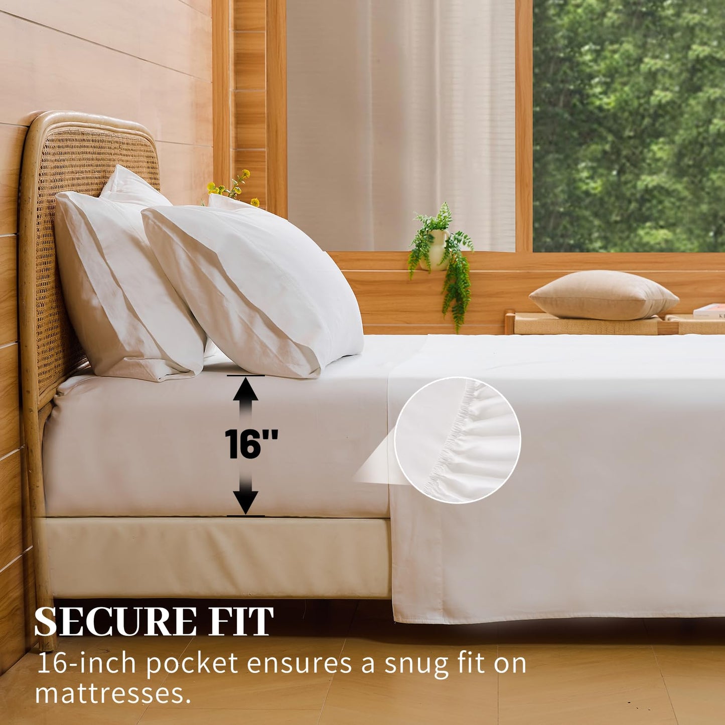 Bedlifes Egyptian Cotton Sheets 1000 Thread Count Queen Size, 4-Piece 16" Deep Pocket - Cooling & Breathable Ultra Soft Bedding for Hotel Comfort (White)