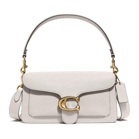 COACH Polished Pebble Leather Tabby Shoulder Bag 26 Chalk One Size