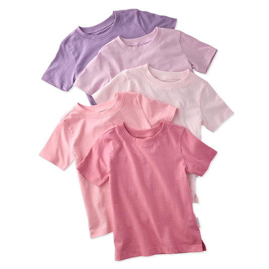Butterblu Taylor 5-Pack Short Sleeve T-Shirts, 50% Organic Cotton Tees Pink