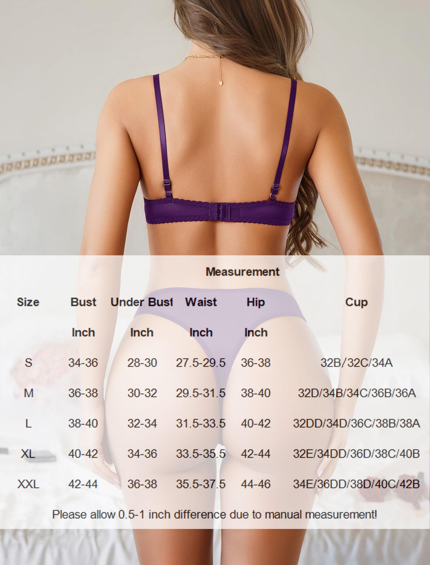Avidlove Women's Lingerie Sets Sexy Bra and Panty Sets Push Up Lingerie for Women Purple 2XL