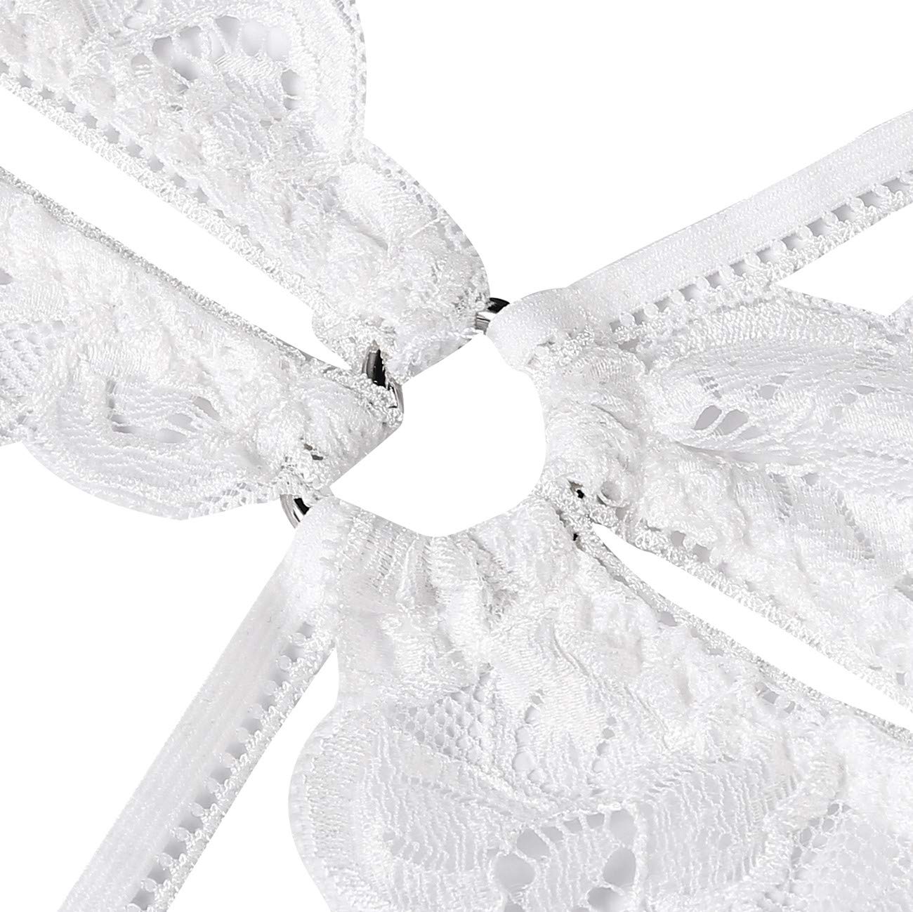 Donnalla Lingerie for Women Deep V Lace Teddy One Piece Lingerie Bodysuit Babydoll Teddy Underwear White Small