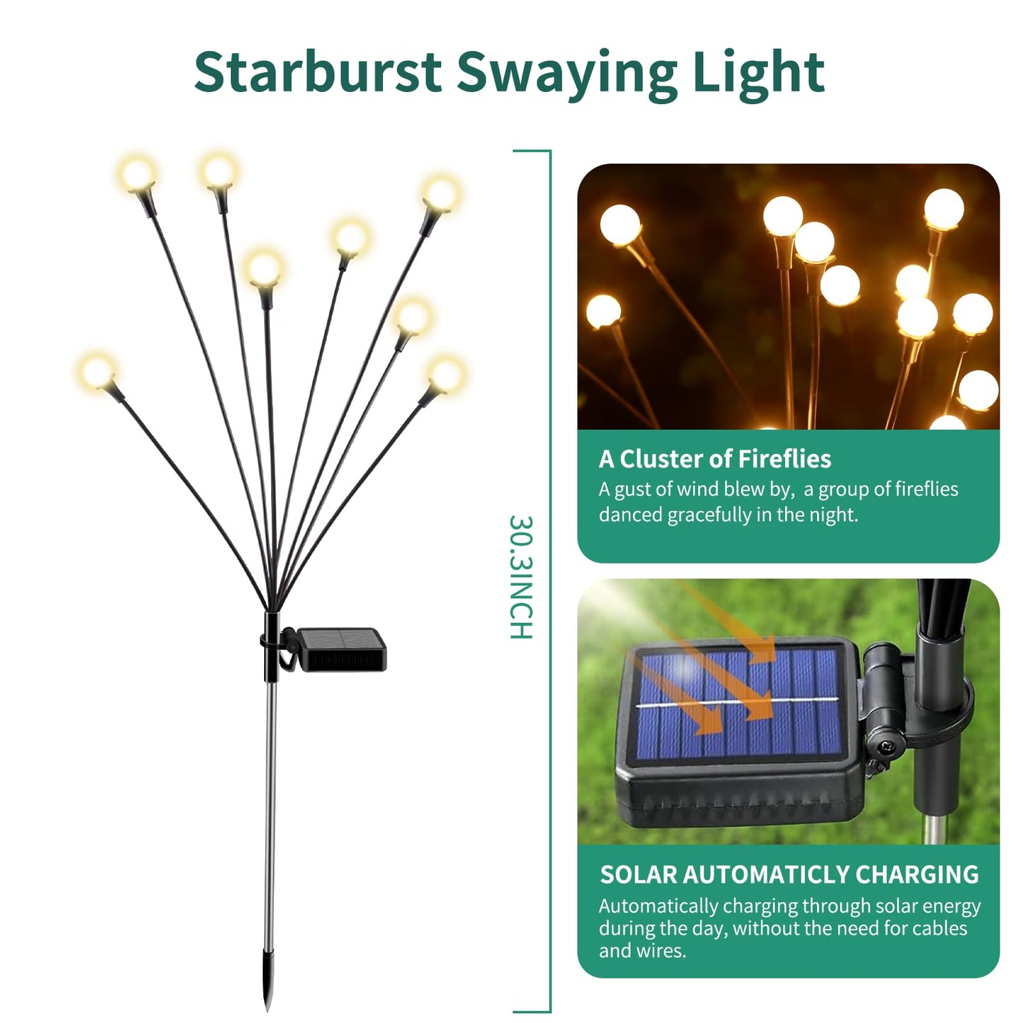 vignuto Solar Lights Outdoor Waterproof 4 Pack of 32 LEDs Garden Patio Firefly Decoration Unique Gifts Women Grandparents