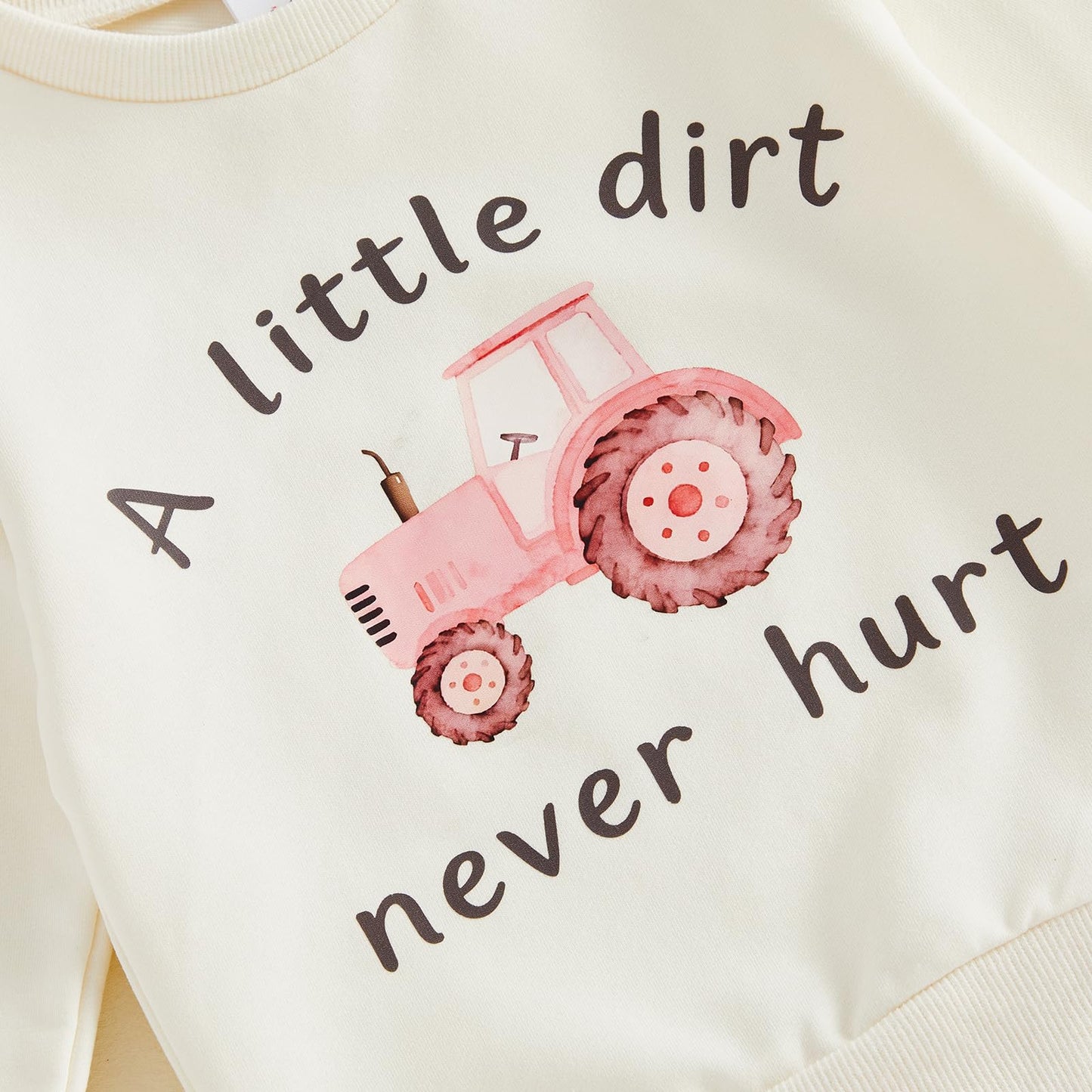 Tsultryofs Toddler Baby Girl Fall Clothes Letter Tractor Print Outfit
