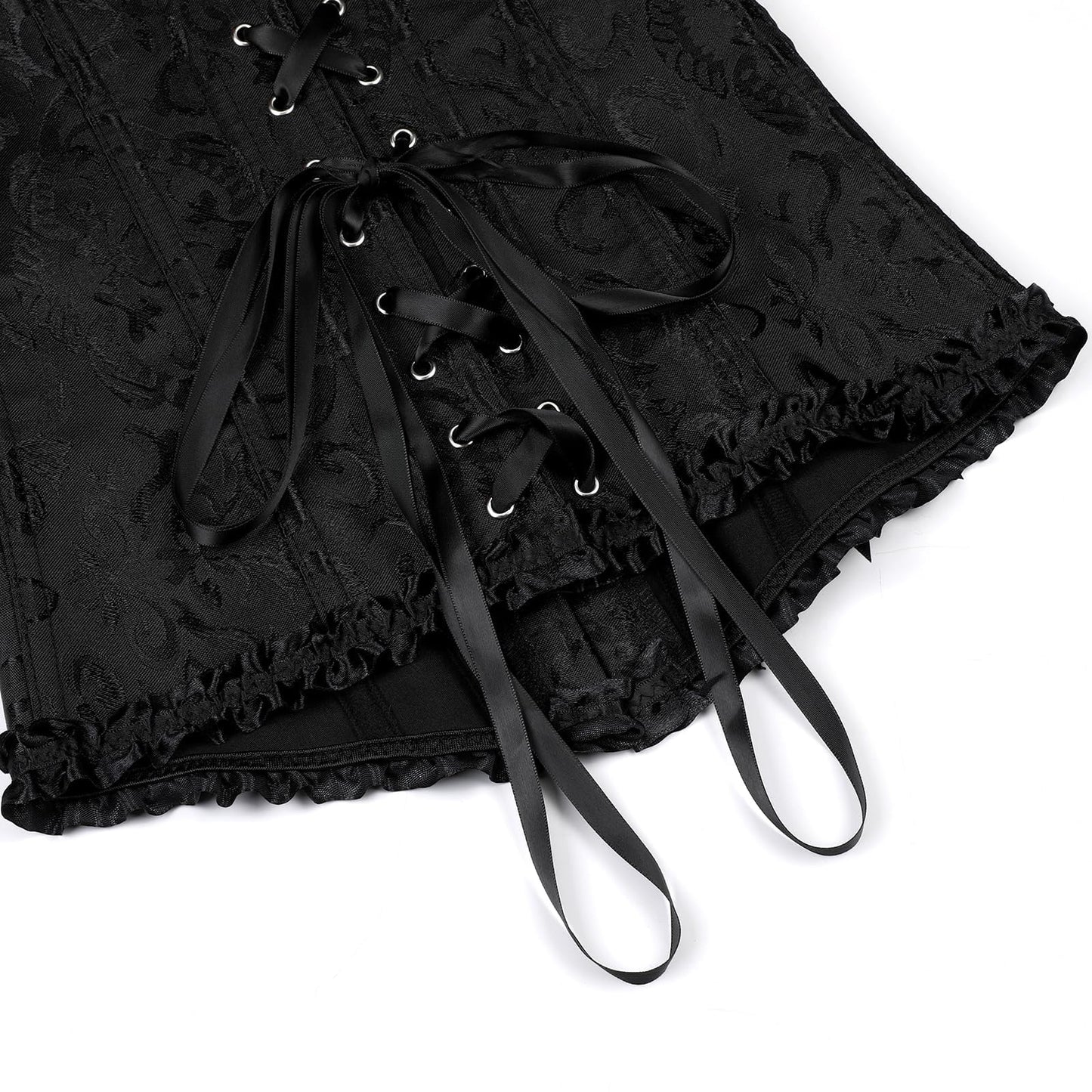 JoyPeak Corset Tops for Women,Lace Bustier Corset Lingerie top,Renaissance Overbust Corset Push Up Bodysuit (US, Alpha, X-Small, Regular, Regular, Big Girls, black)