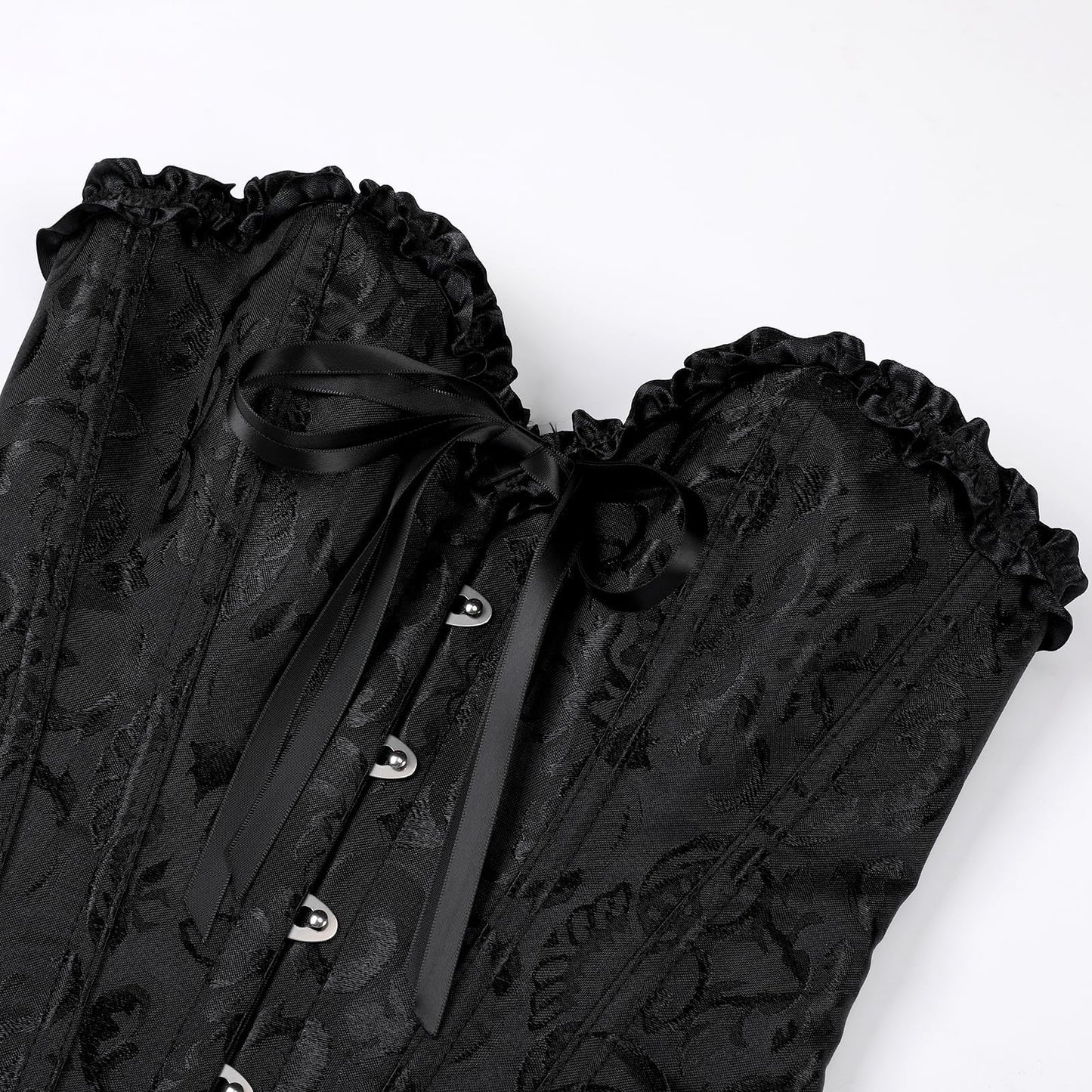 JoyPeak Corset Tops for Women,Lace Bustier Corset Lingerie top,Renaissance Overbust Corset Push Up Bodysuit (US, Alpha, X-Small, Regular, Regular, Big Girls, black)