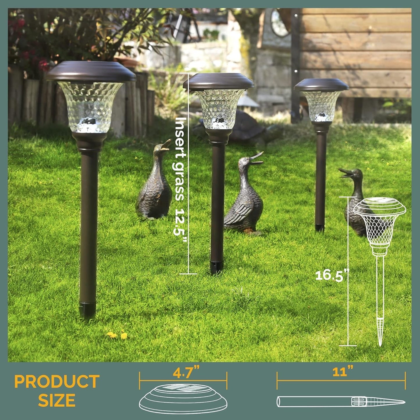 GIGALUMI Metal & Glass Solar Lights Outdoor, 8 Pack LED Garden Lights