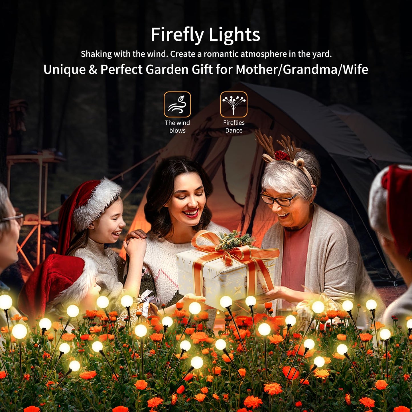 vignuto Solar Lights Outdoor Waterproof 4 Pack of 32 LEDs Garden Patio Firefly Decoration Unique Gifts Women Grandparents