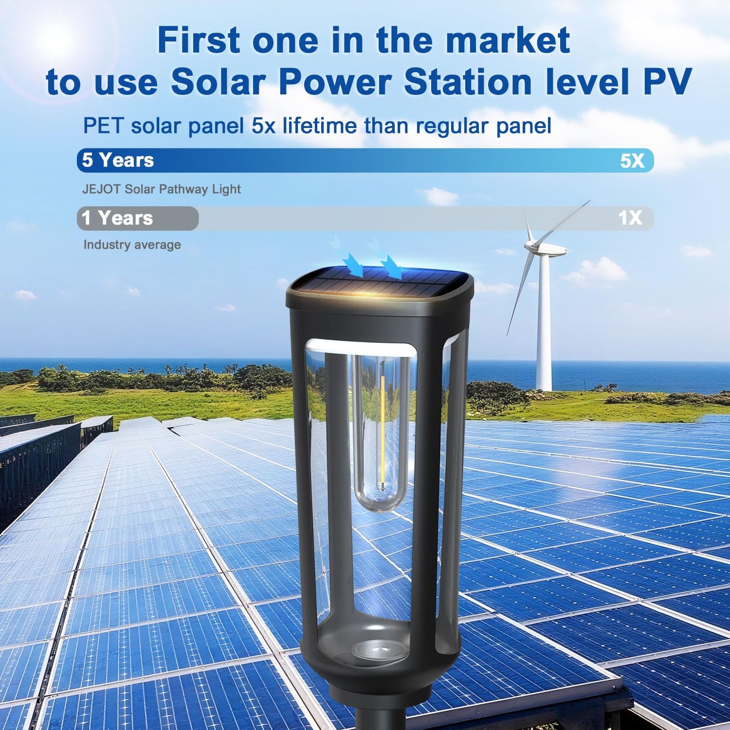 JEJOT Solar Pathway Lights Outdoor Waterproof, 8 Pack Solar Walkway Lights