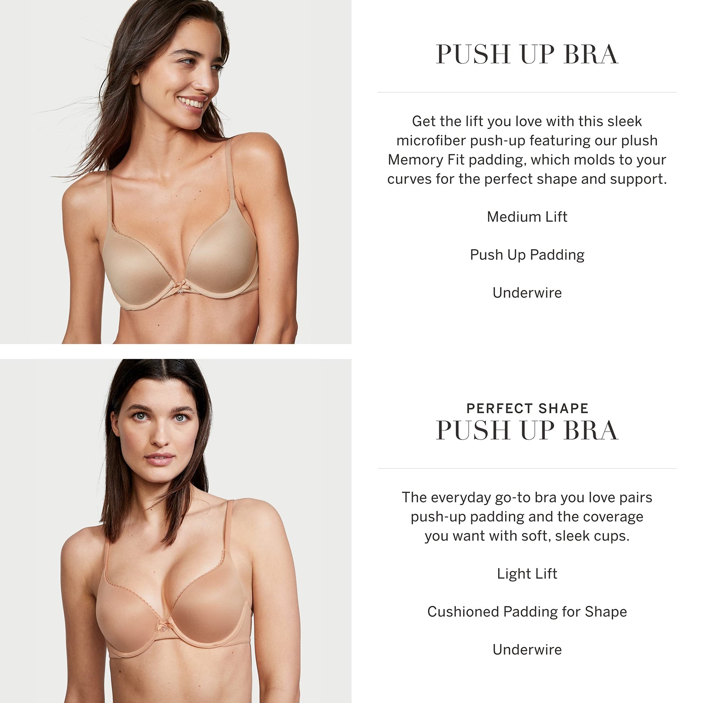 Victoria's Secret Body by Victoria Push Up Bra, Bras for Women, Black Smooth, 36C