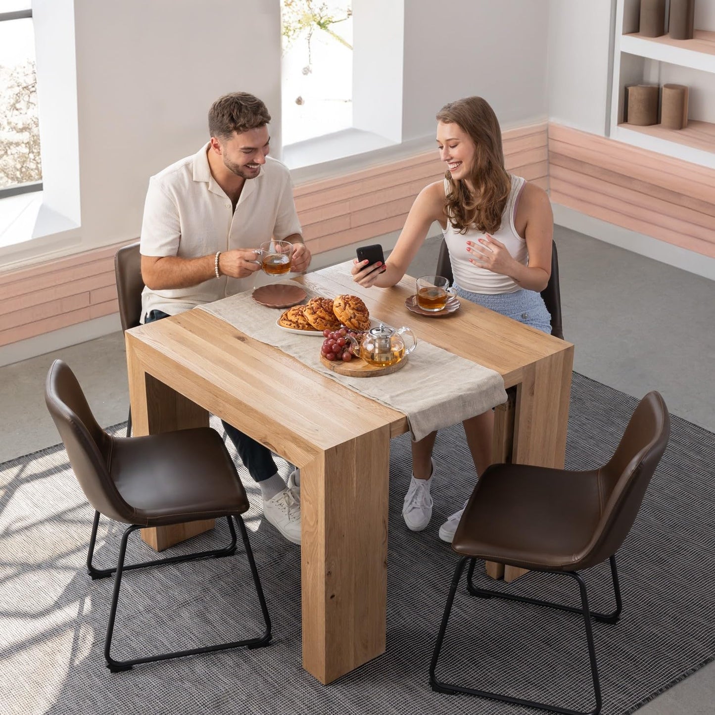 Transformer Table - Solid Wood Extendable Dining Table, Seats 2-12, Extendable Dining Room Table, Space-Saving Furniture, Expandable Dining Furniture, Natural (Table Only)