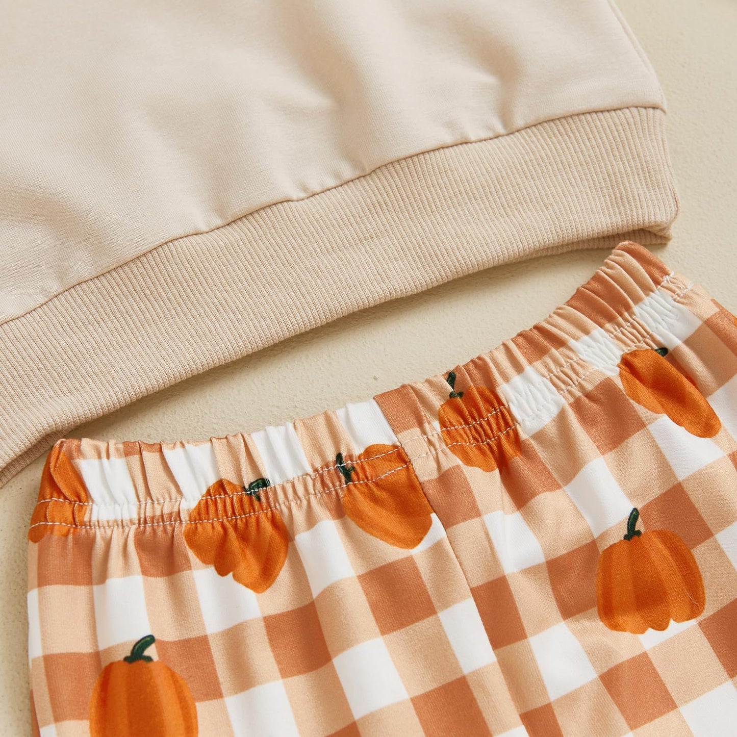 Toddler Baby Girl Halloween Outfit Fall Pullover Sweatshirt Top Flared Pants Set Cute 2 Piece Bell Bottom Outfit (Pumpkin Beige, 3-4T)