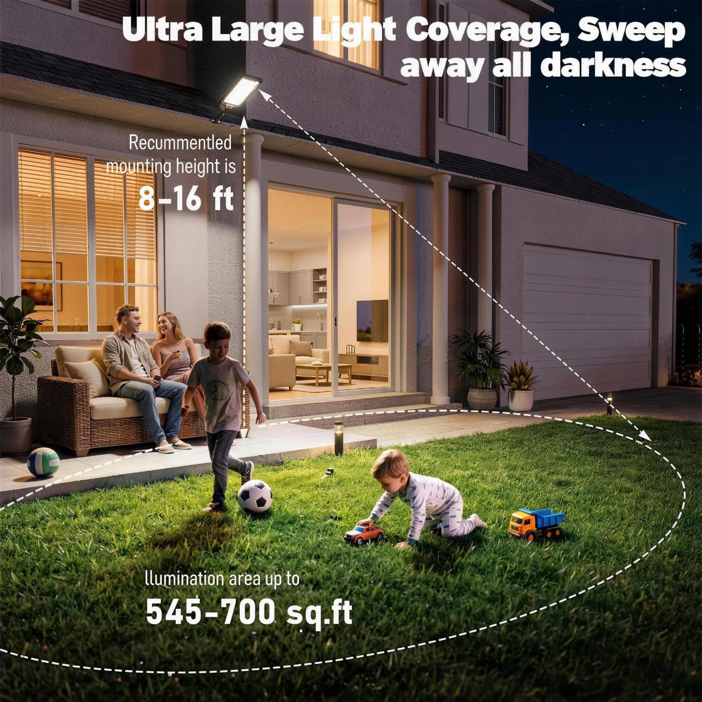 Solar Street Lights Outdoor with Remote Control, Motion Sensor Solar Lamp, 6500K Dusk to Dawn Powered Flood Light,Waterproof Security Light for Outside Garden, Yard, Parking Lot