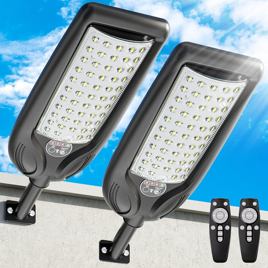 Solar Street Lights Outdoor with Remote Control, Motion Sensor Solar Lamp, 6500K Dusk to Dawn Powered Flood Light,Waterproof Security Light for Outside Garden, Yard, Parking Lot