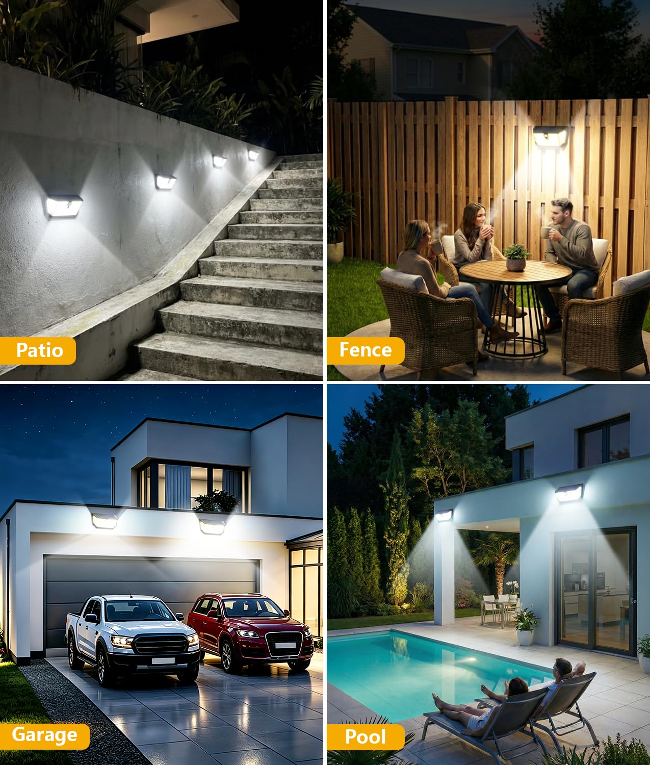 TuyLuxe Solar Motion Sensor Lights Outdoor, 4500LM & 300° Wide Flood Lights