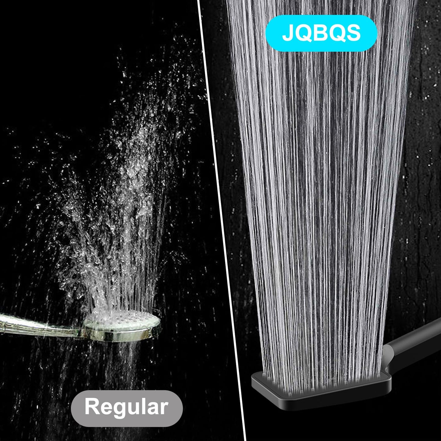 JQBQS Shower System Modern Rain Brass Faucet Set With Valve and Diverter Shower Mixer With Handheld High Pressure Square Rainfall Shower Valve (12'' Wall Mount, Matte Black)