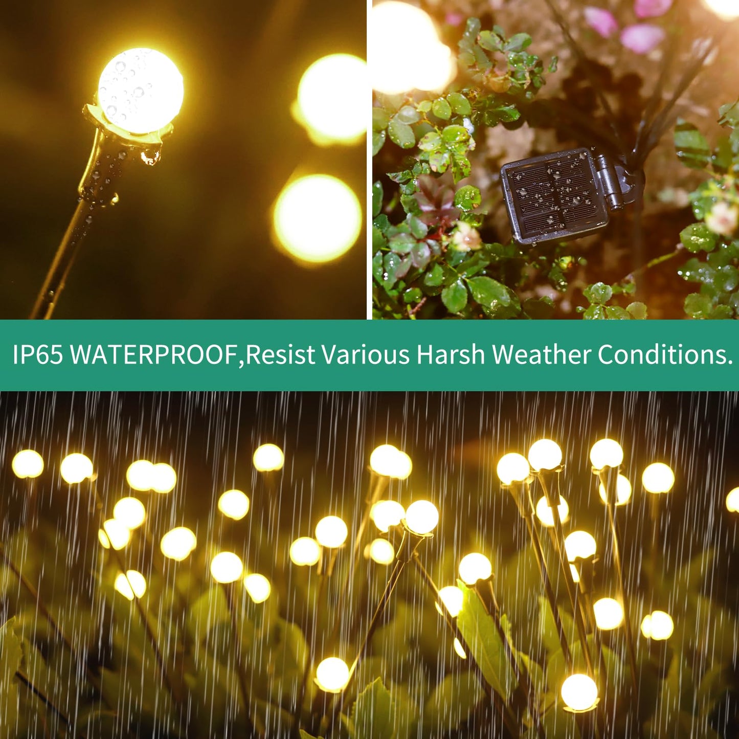 vignuto Solar Lights Outdoor Waterproof 4 Pack of 32 LEDs Garden Patio Firefly Decoration Unique Gifts Women Grandparents