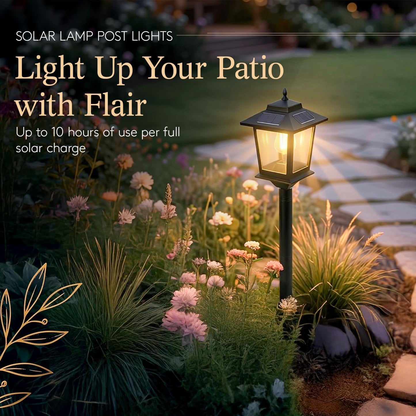PASAMIC Solar Post Lights Outdoor, 2-Pack 63" Solar Lamp Posts Waterproof with 1 Replaceable Bulb, Warm White Dusk to Dawn Pole Lights for Garden, Patio, Pathway