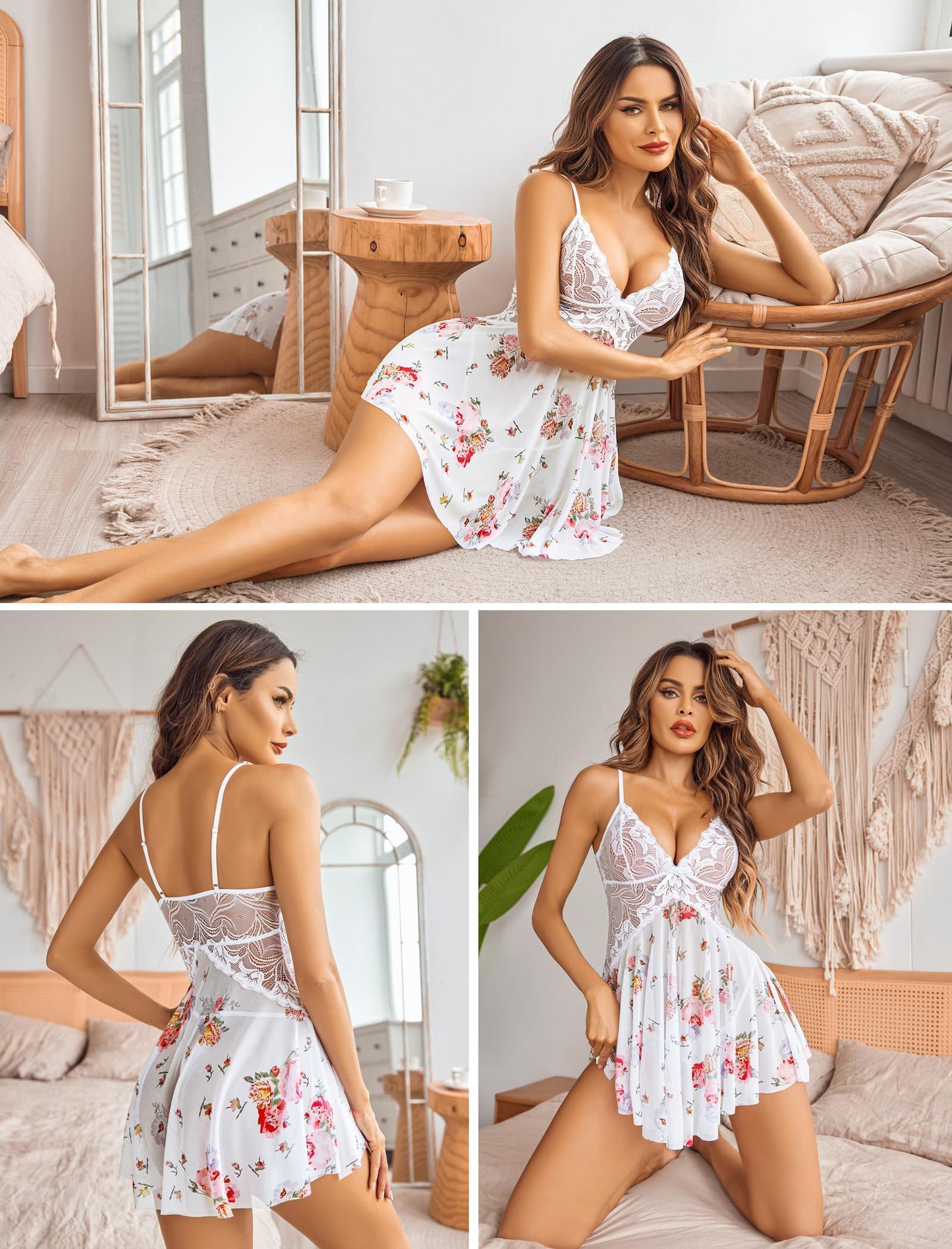 Avidlove Lingerie for Women Babydoll Nightgown Strap Chemise V Neck Sleepwear Full Slip Nighty