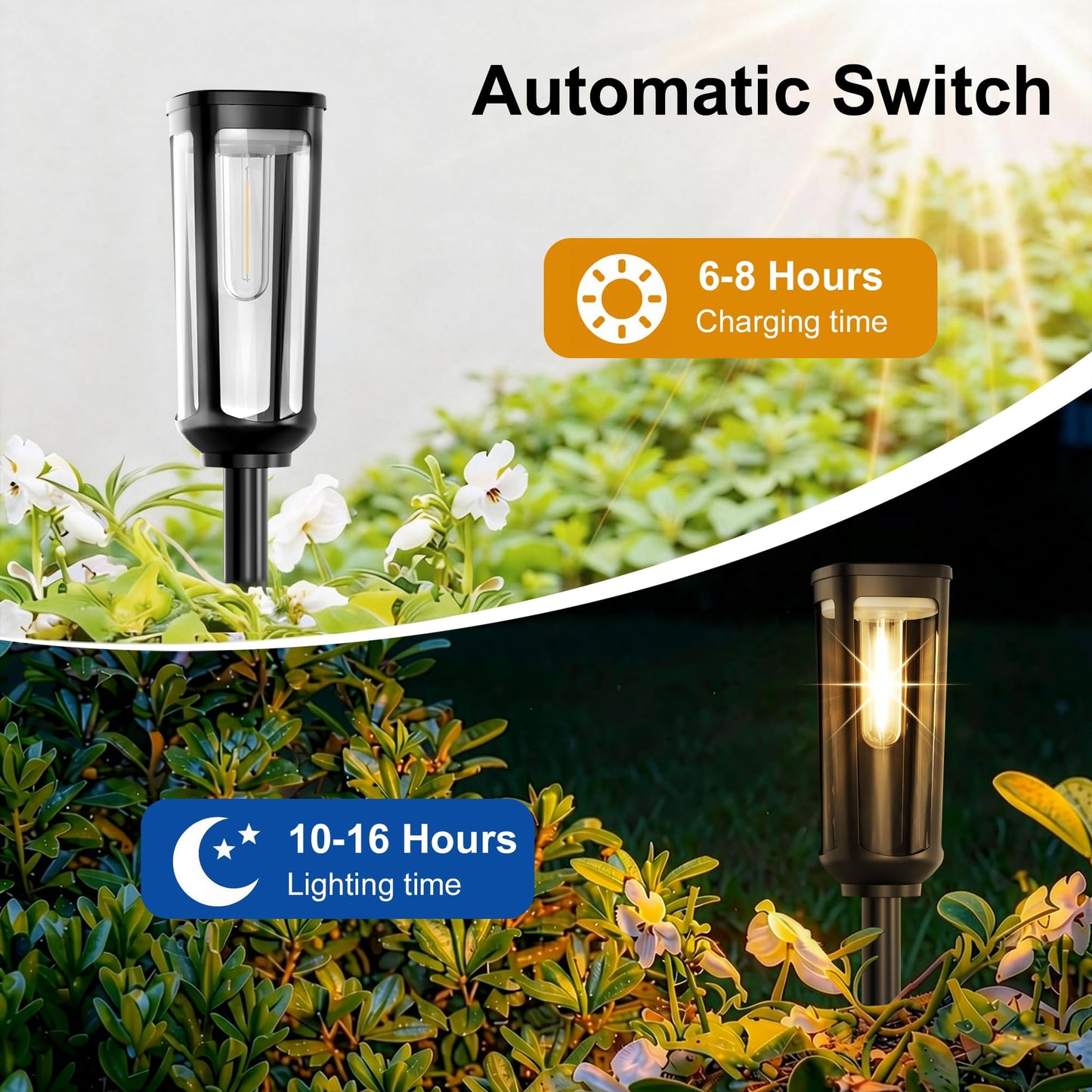 JEJOT Solar Pathway Lights Outdoor Waterproof, 8 Pack Solar Walkway Lights