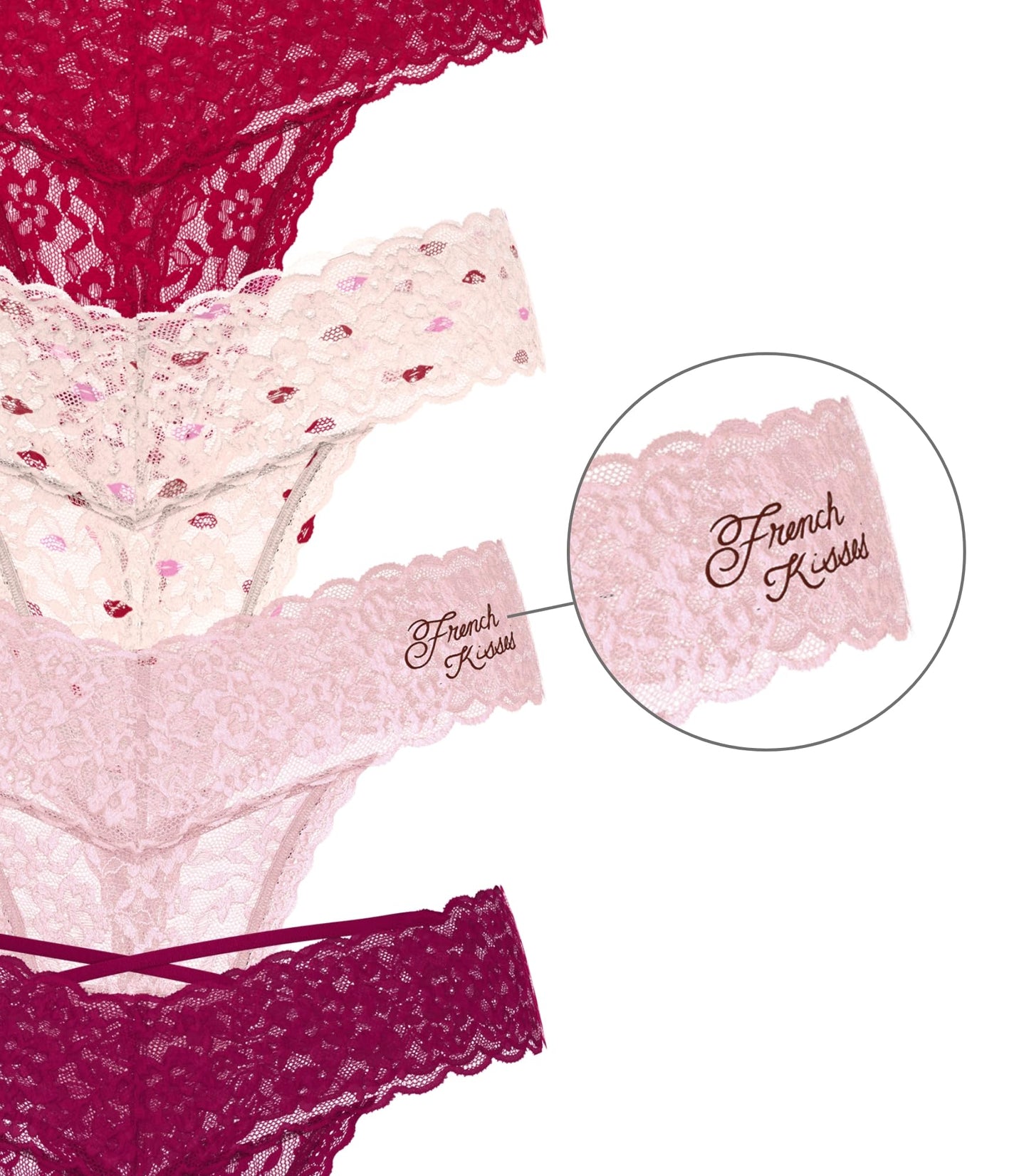 Victoria's Secret Women's Lace Thong Underwear, Panties for Women, Multi Pack, Solids & Kiss Mix, MED