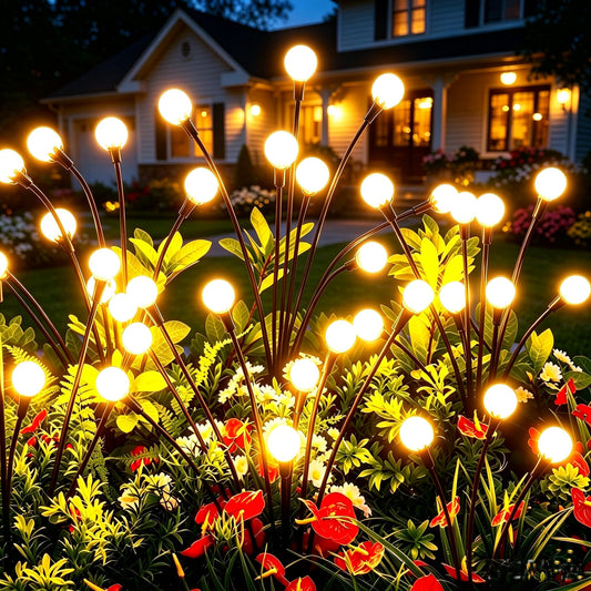 vignuto Solar Lights Outdoor Waterproof 4 Pack of 32 LEDs Garden Patio Firefly Decoration Unique Gifts Women Grandparents