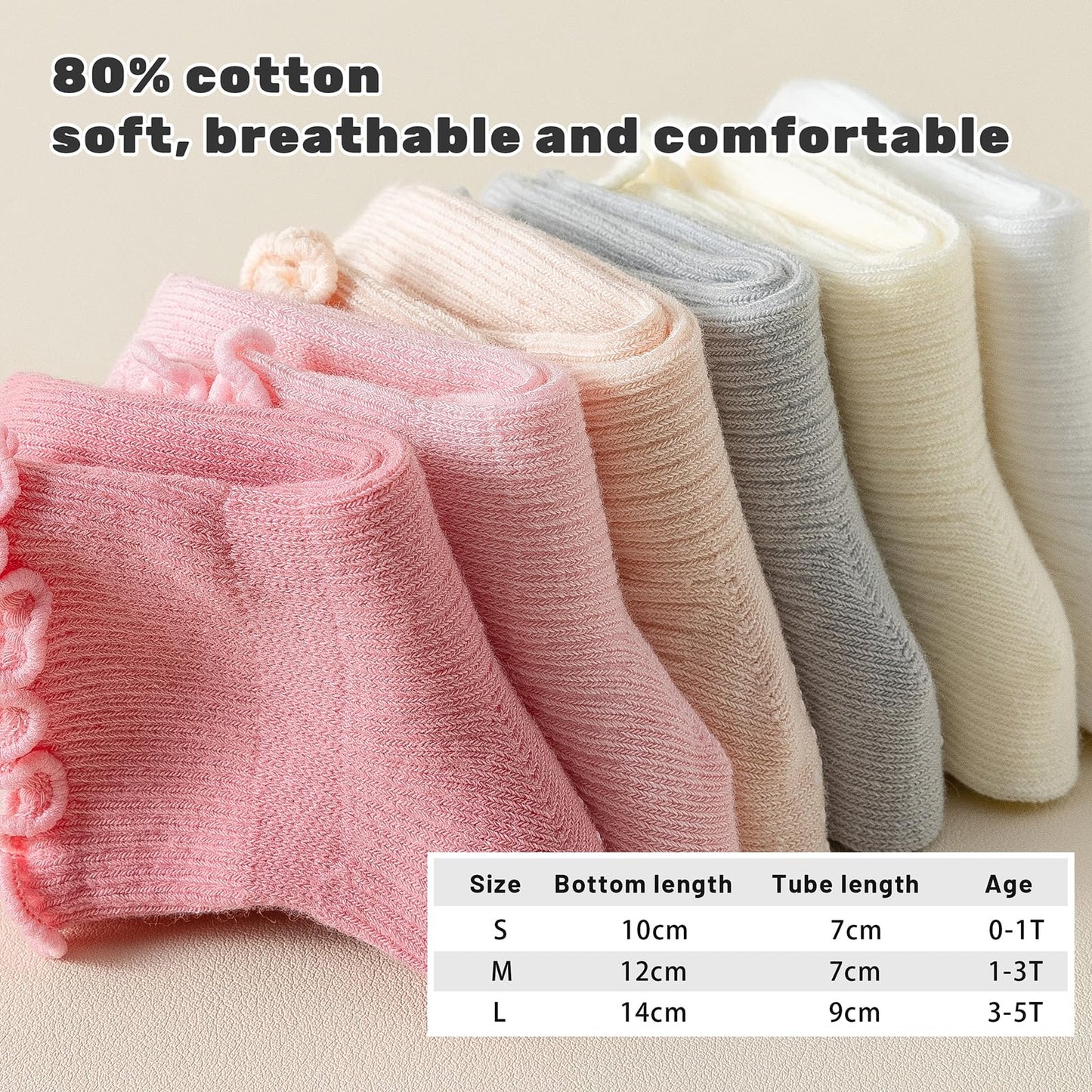 ANYANIME Toddler Socks Ruffle for Girls Baby Grip Socks Non Slip Cute Frill