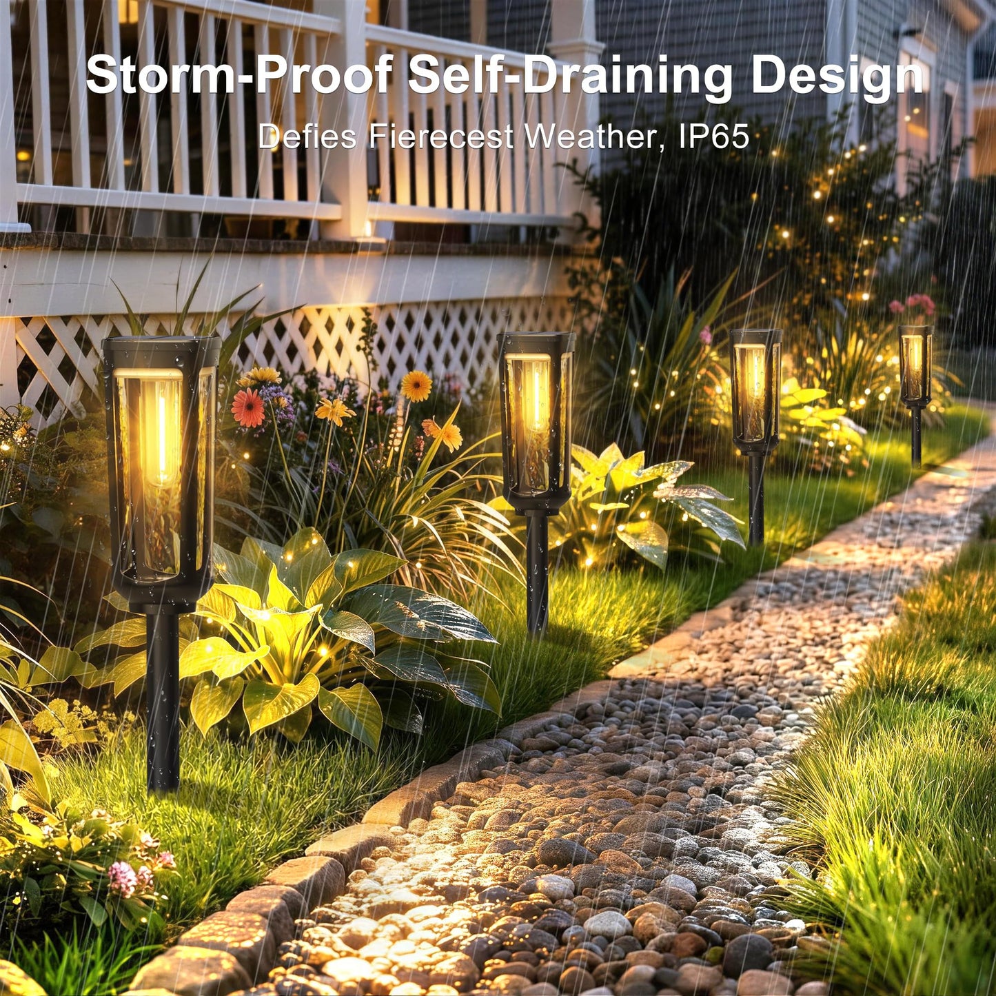 JEJOT Solar Pathway Lights Outdoor Waterproof, 8 Pack Solar Walkway Lights