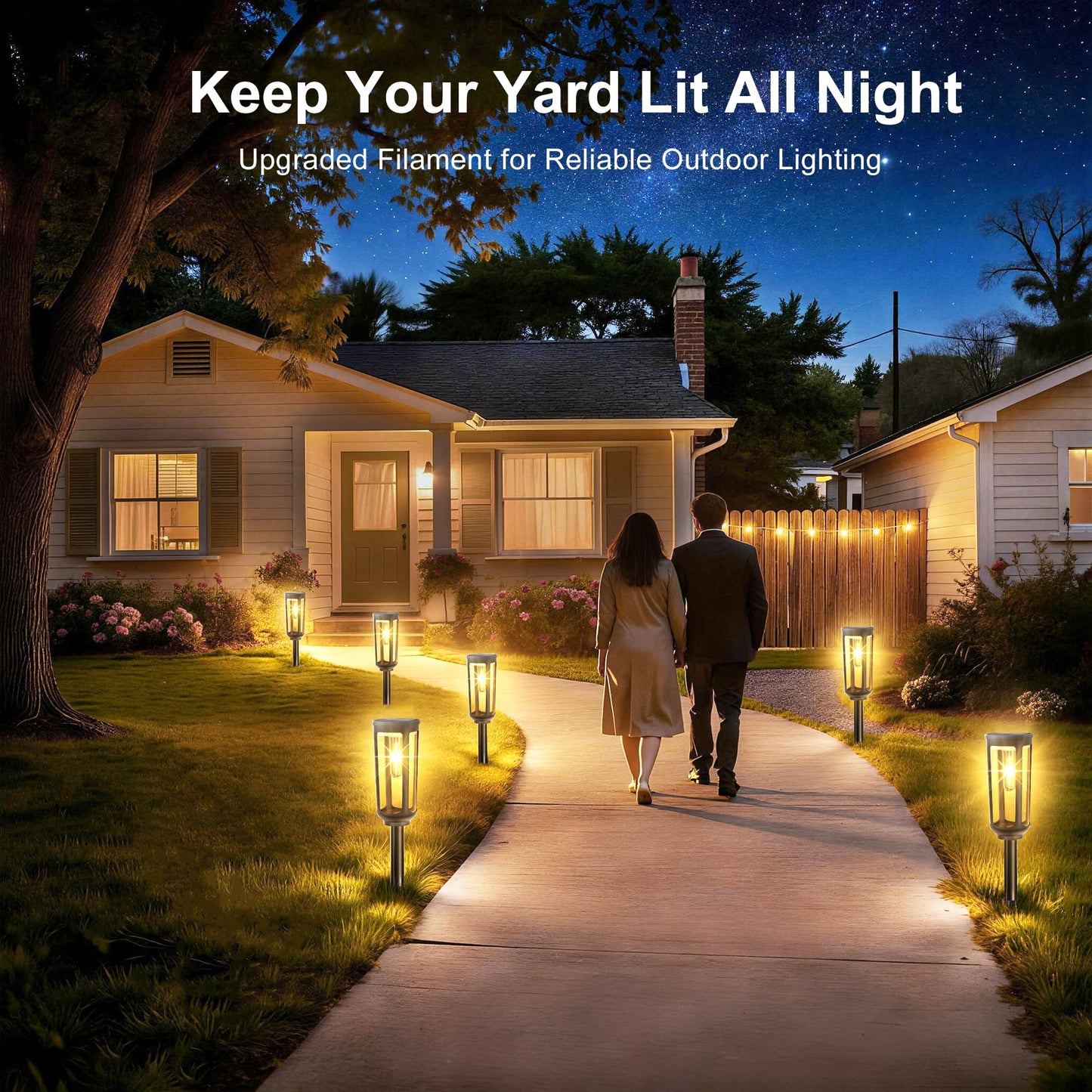 JEJOT Solar Pathway Lights Outdoor Waterproof, 8 Pack Solar Walkway Lights