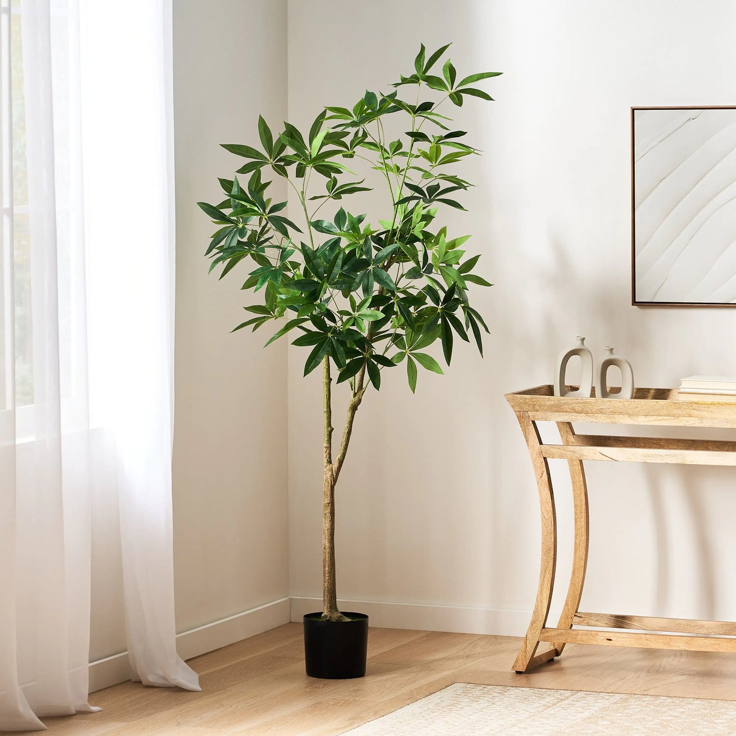 Artificial Large Pachila Money Tree - Green Faux Plant for Feng Shui & Home Décor