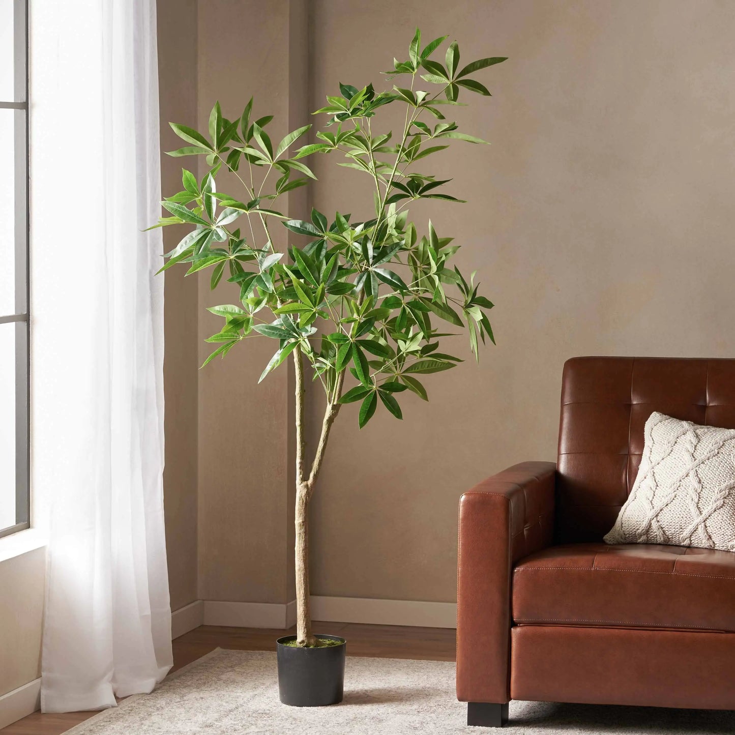 Artificial Large Pachila Money Tree - Green Faux Plant for Feng Shui & Home Décor