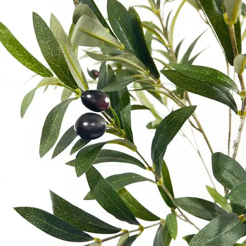 Artificial Olive Tree - Lifelike Indoor Decorative Plant with Silvery Green Leaves and Purple Olives, Pre-Potted, 71" Tall