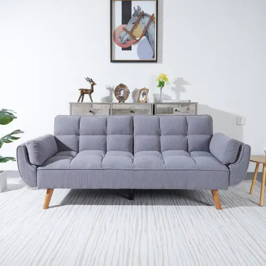 2064 Corduroy Sofa & Sofa Bed, Smoke Gray, Convertible Sleeper Couch