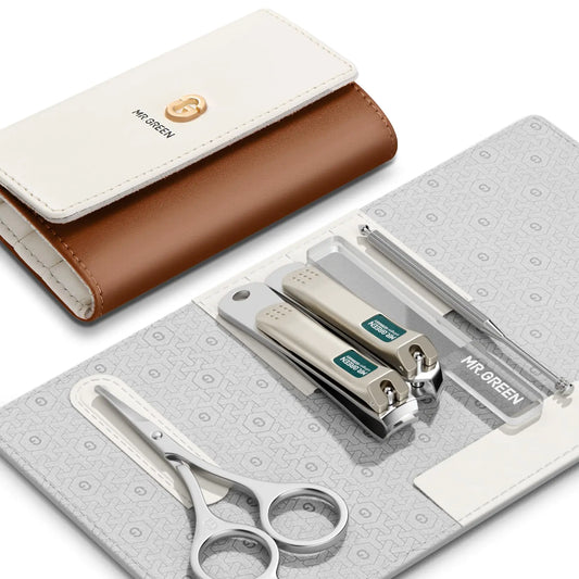 MR.GREEN Colorful Manicure & Pedicure Set – Nail Clippers, Scissors & Personal Care Tools in Fashion Case (Mr-6685 Brown)