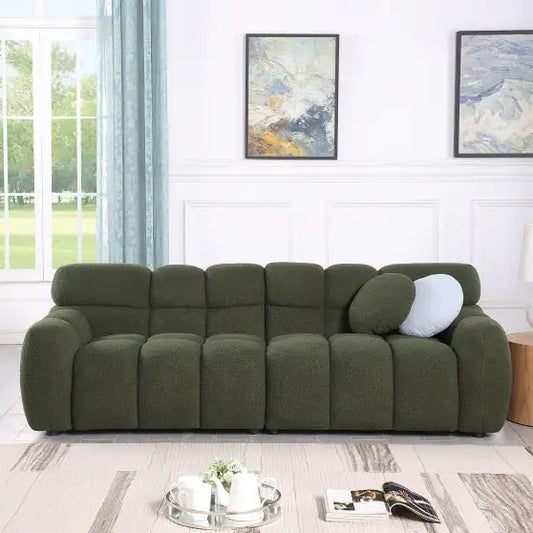 7399-3S Green Boucle Fabric Sofa for Home Use – Comfortable 3-Seater