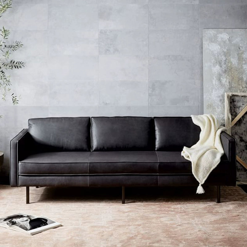 Nordic Elegance Sofa - 3-Person Minimalist PU Leather Sofa with Birch Wood Frame and Metal Feet