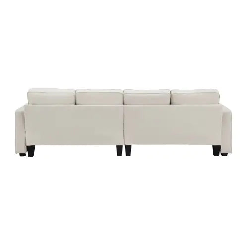 104" Modern 4-Seater Linen Fabric Sofa with Storage Pockets & Pillows – Minimalist Couch for Living Room, Apartment, Office – Beige