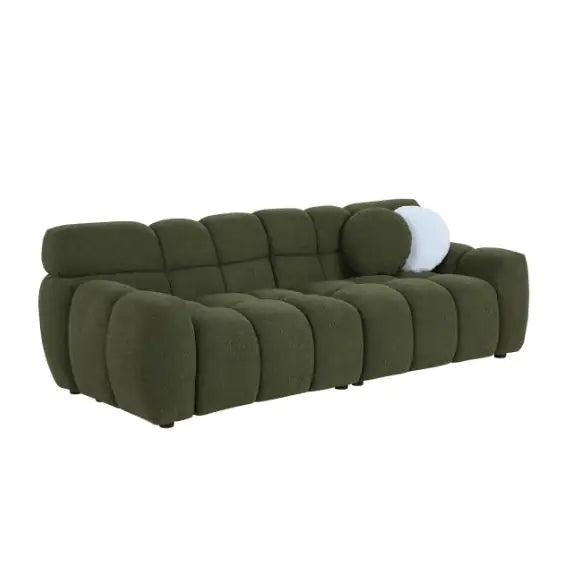 7399-3S Green Boucle Fabric Sofa for Home Use – Comfortable 3-Seater