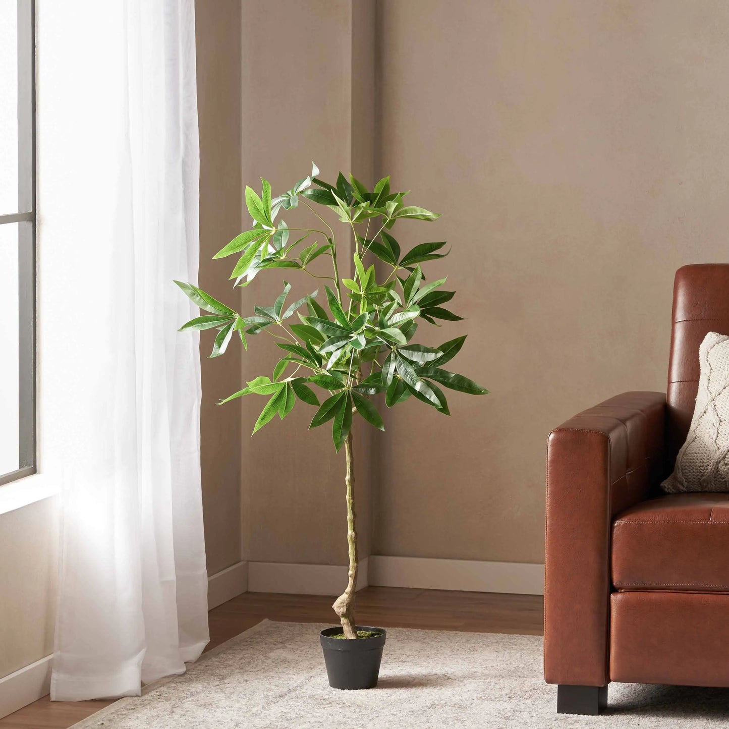 Artificial Pachira Macrocarpa Money Tree - Green Faux Plant for Feng Shui & Home Décor