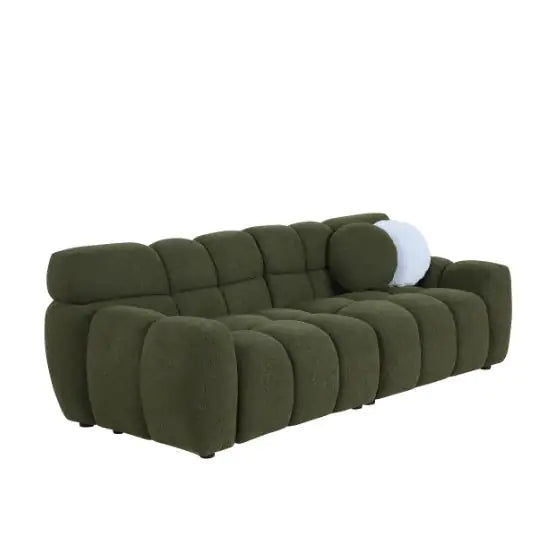 7399-3S Green Boucle Fabric Sofa for Home Use – Comfortable 3-Seater