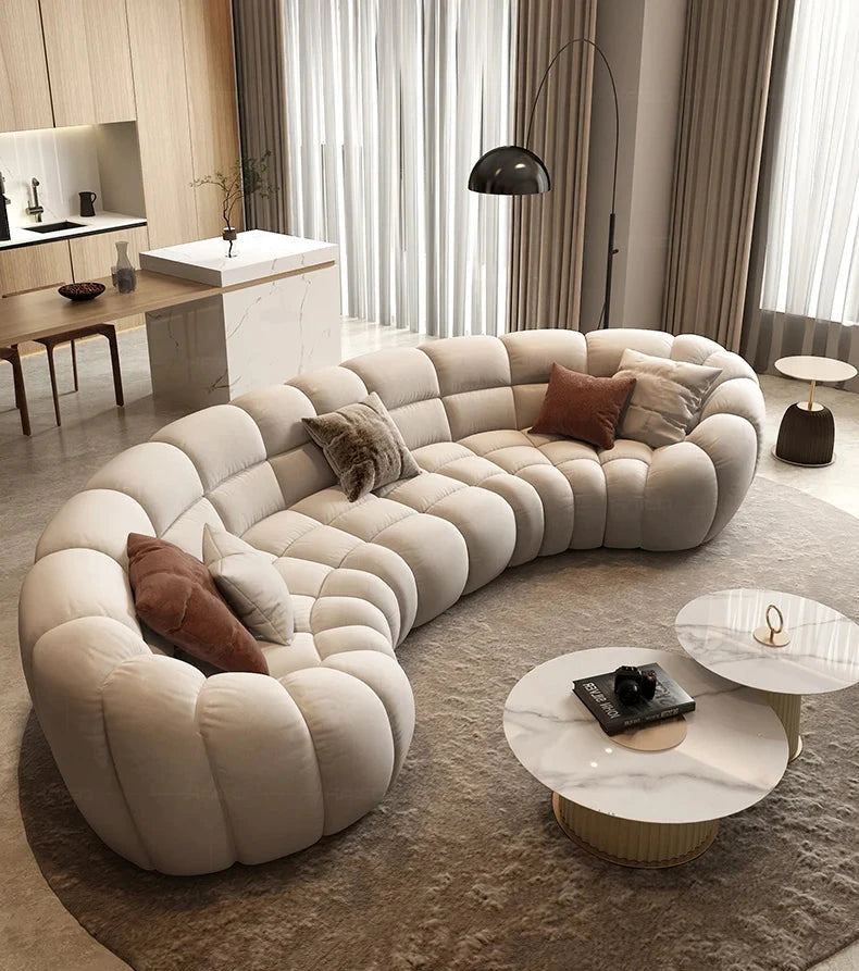 Circular Bliss Modern Sofa – Comfortable, Durable Composite Fabric, Easy Assembly (Model-SHS350)