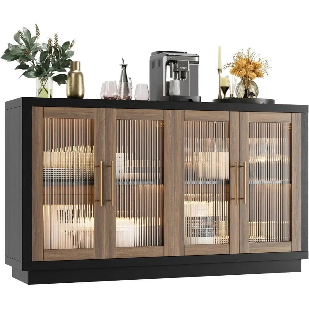 Modern Fluted Glass Sideboard Buffet Cabinet, 55.1 -SHS10