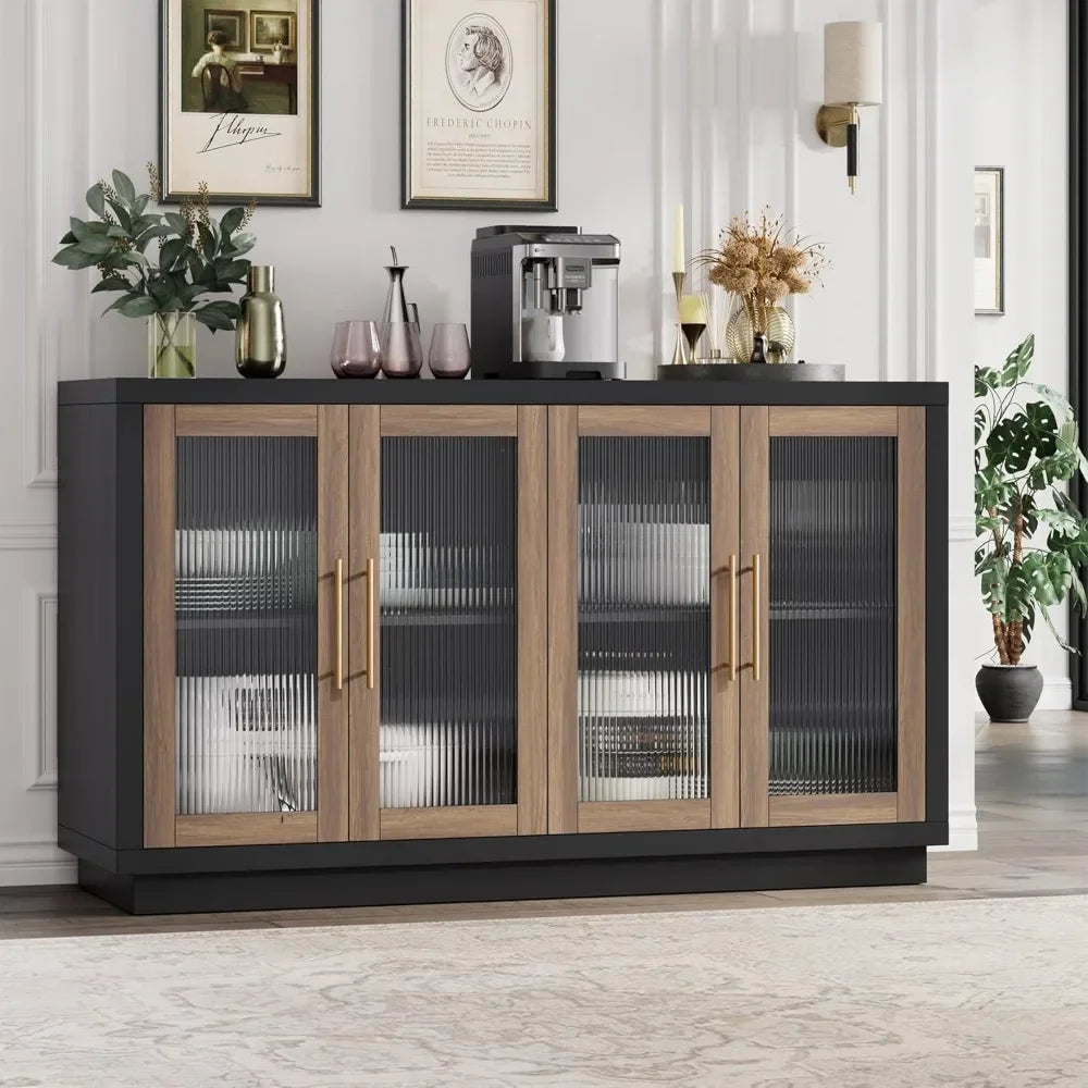 Modern Fluted Glass Sideboard Buffet Cabinet, 55.1 -SHS10