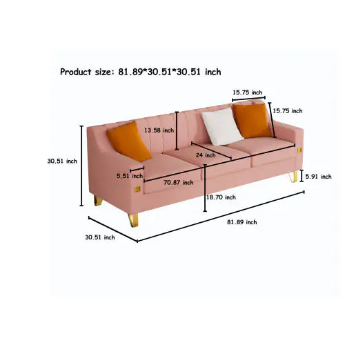 Pink Velvet 2-Piece Living Room Sofa Set – Loveseat & Sofa