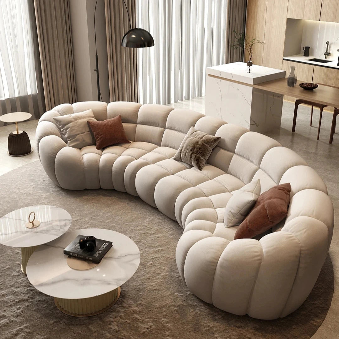 Circular Bliss Modern Sofa – Comfortable, Durable Composite Fabric, Easy Assembly (Model-SHS350)