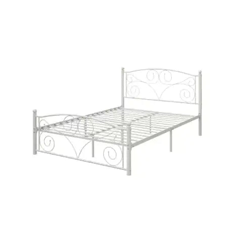 Queen Size Unique Flower Sturdy System Metal Bed Frame With Headboard And Footboard