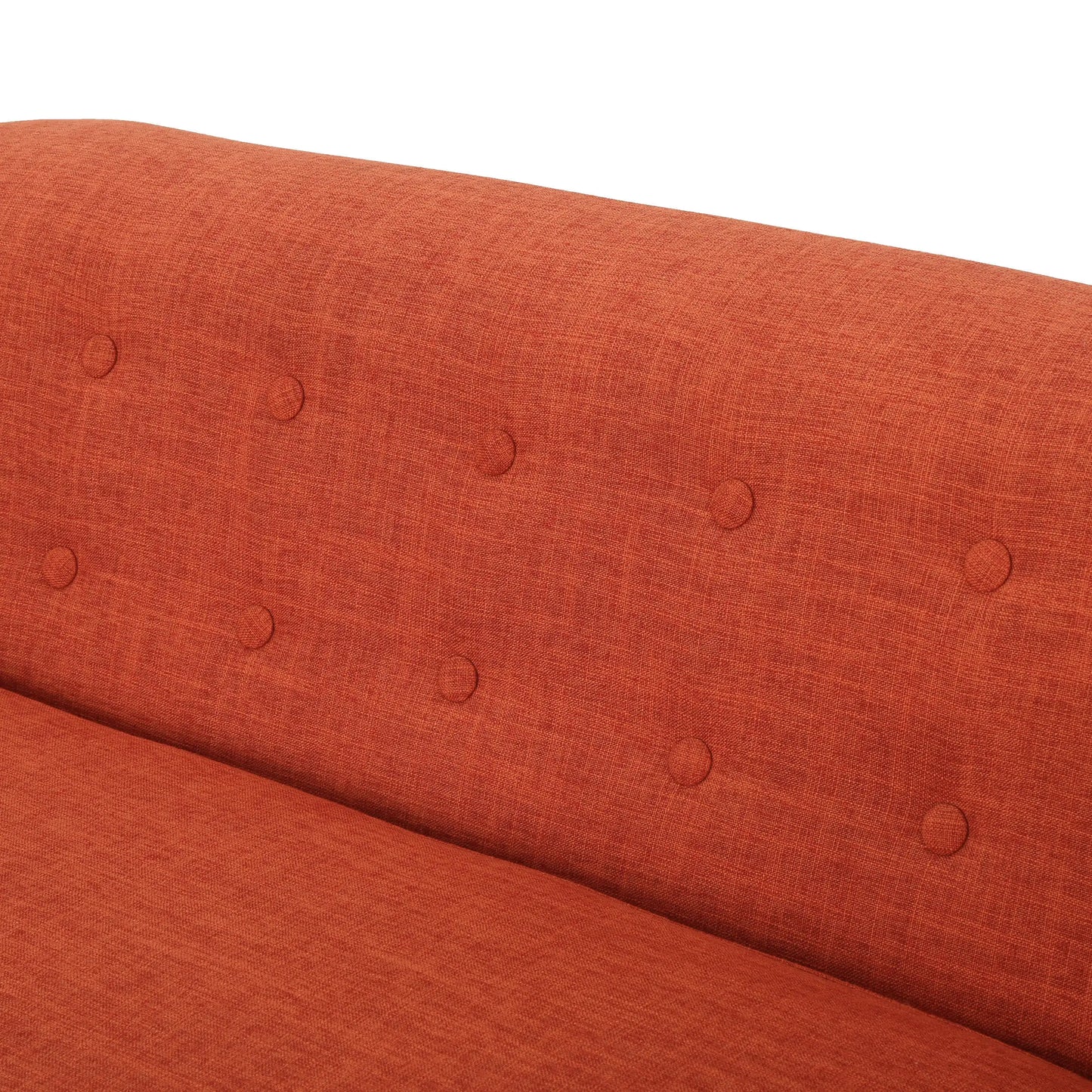 Double Sofa with Button Tufted Backrest, Vintage Design, Textile Upholstery, Modern Couple Seat, Light Birch Feet